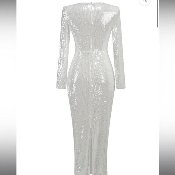 SEQUIN CUT OUT FLOWER MAXI DRESS - Picture 5 of 11